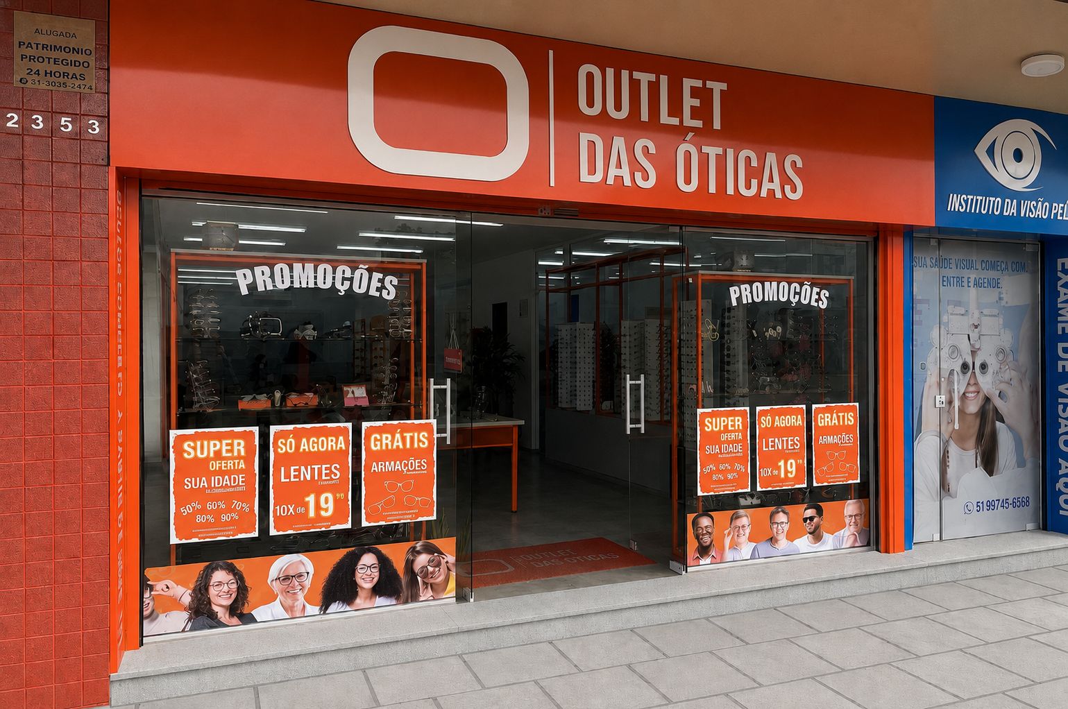 Fachada da loja Outlet das Óticas em Esteio